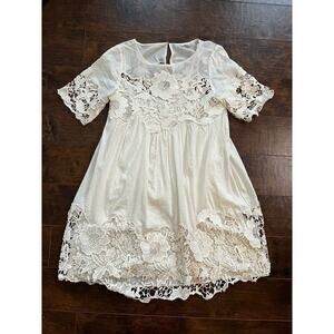 ANTHROPOLOGIE Holding Horses MAGNOLIA EMBROIDERED Lace Dress Size 0 Light Pink